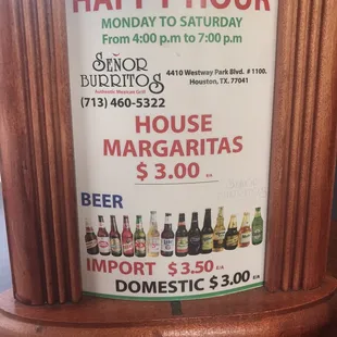 Happy Hour menu