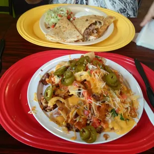 Nachos and Beef Quesadilla