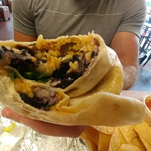 Inside the beef borrito