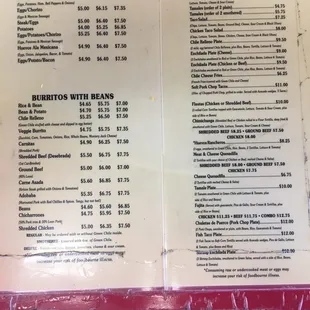 The menu