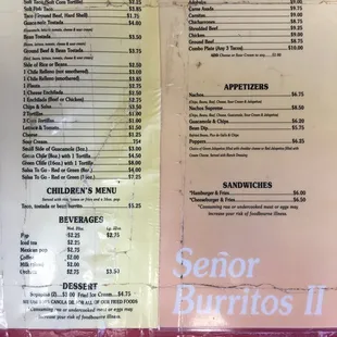 The menu