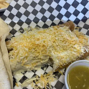 3 chicken rolled taqitos with cheese $3