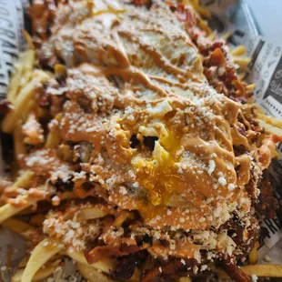 Eggs are the best on top of Pastor fries