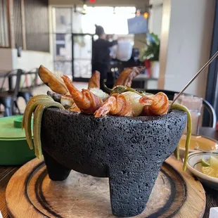 a large bowl of food