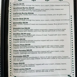 menu