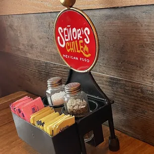a display of condiments and condiments