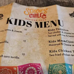 Kid's Menu