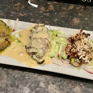 Jalapeño Poppers - great flavor. Bacon isn't cooked through. So comes off in strips.