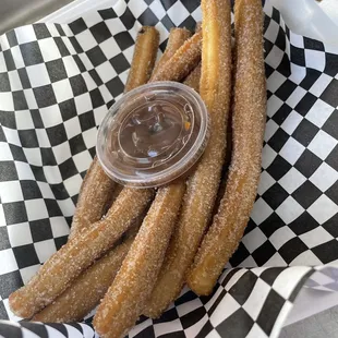 a basket of churros