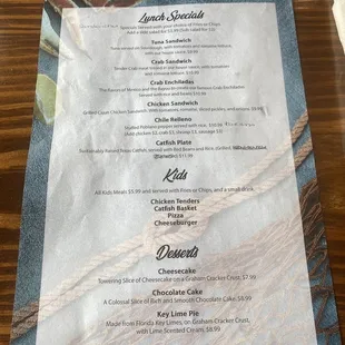 More of the menu