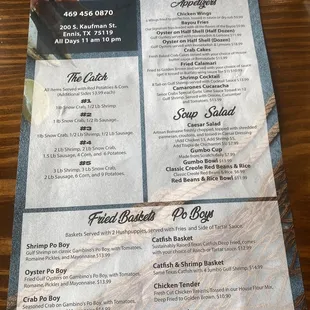 The menu