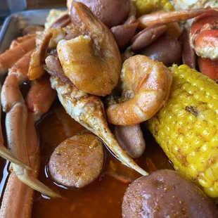 The #3 - served with snow crab, shrimp, sausage, corn and potatoes.
