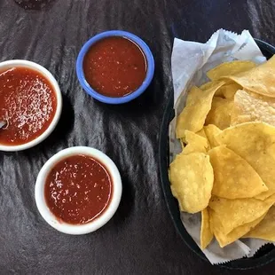 a plate of chips and salsa