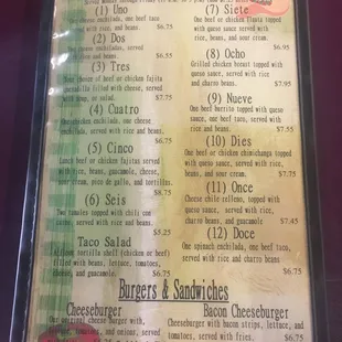 Lunch menu