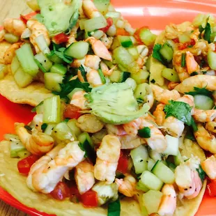 Shrimp Ceviche w/ tostadas, these r the best!