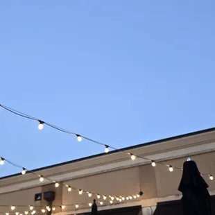 Twinkly lights at sunset