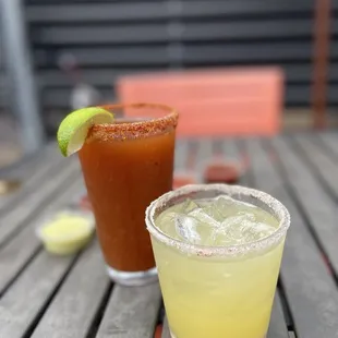 Michelada and a margarita