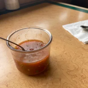 Spicy sauce brought to the table.