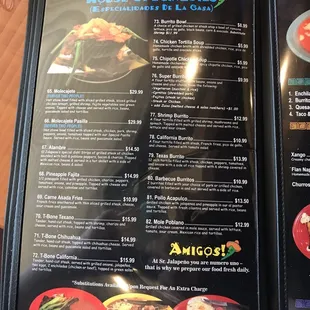 menu