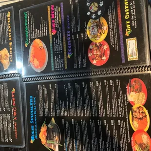 the menus