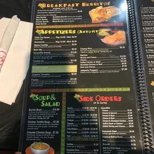 the menu
