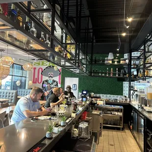 The bar area and live music  in back