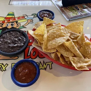 Chips n salsa &amp; bean dip