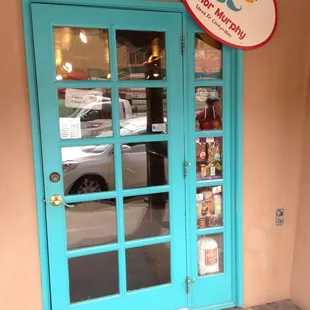 Front door at the side of La Fonda building.