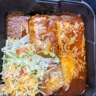 One chicken and one cheese enchilada two enchilada combo five bucks