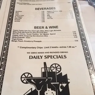 the menu for the restaurant