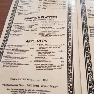 menu
