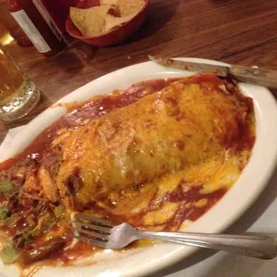 Yum super pancho burrito with chile verde inside!