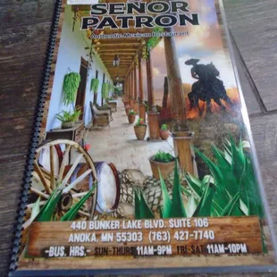 Front of the menu.