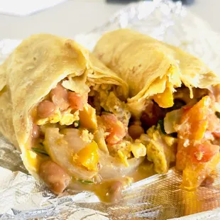 Huevos a La Mexicana Breakfast Burrito. Absolutely delicious with plentiful portions and fresh veggies.