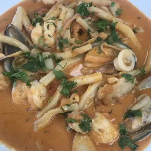 Seafood Medley on white rice