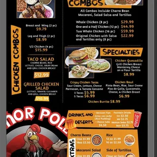 a menu for a restaurant