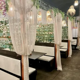 Fun inside dining booths
