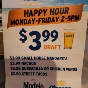 Happy Hour menu.