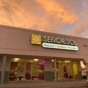 the front of the restaurant