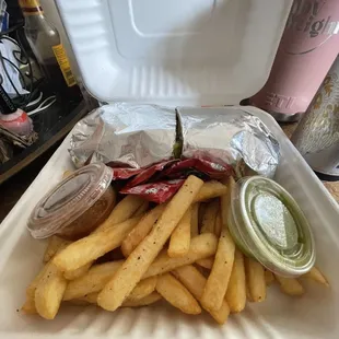 Burrito plate with fries