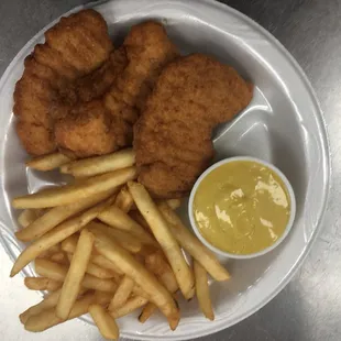 Chicken Tenders with Fries and honey mustard sauce