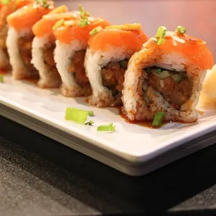 a sushi roll on a plate