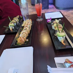 Dragon rolls are pretty, the look like dragons