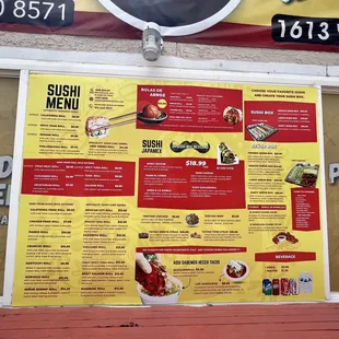 a menu for sushi here