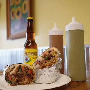 Cali Burrito and a cold Pacifico