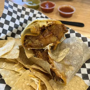 Chorizo potato and cheese burrito, no egg!