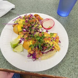 Fish tacos! Highly recommend  been going here since 2013 went to hs nearby