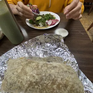 3 Carne asada tacos &amp; California Burrito