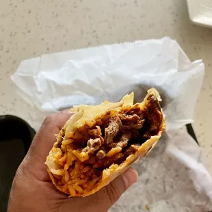 *Red Chile Carne Asada Burrito with rice