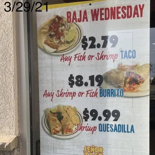 menu, tacos